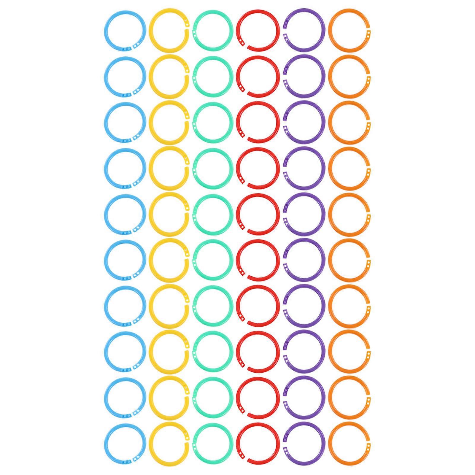 60PCS Loose Leaf Rings Colorful PP 1.4in Book Binder Rings for Documents Business Card
