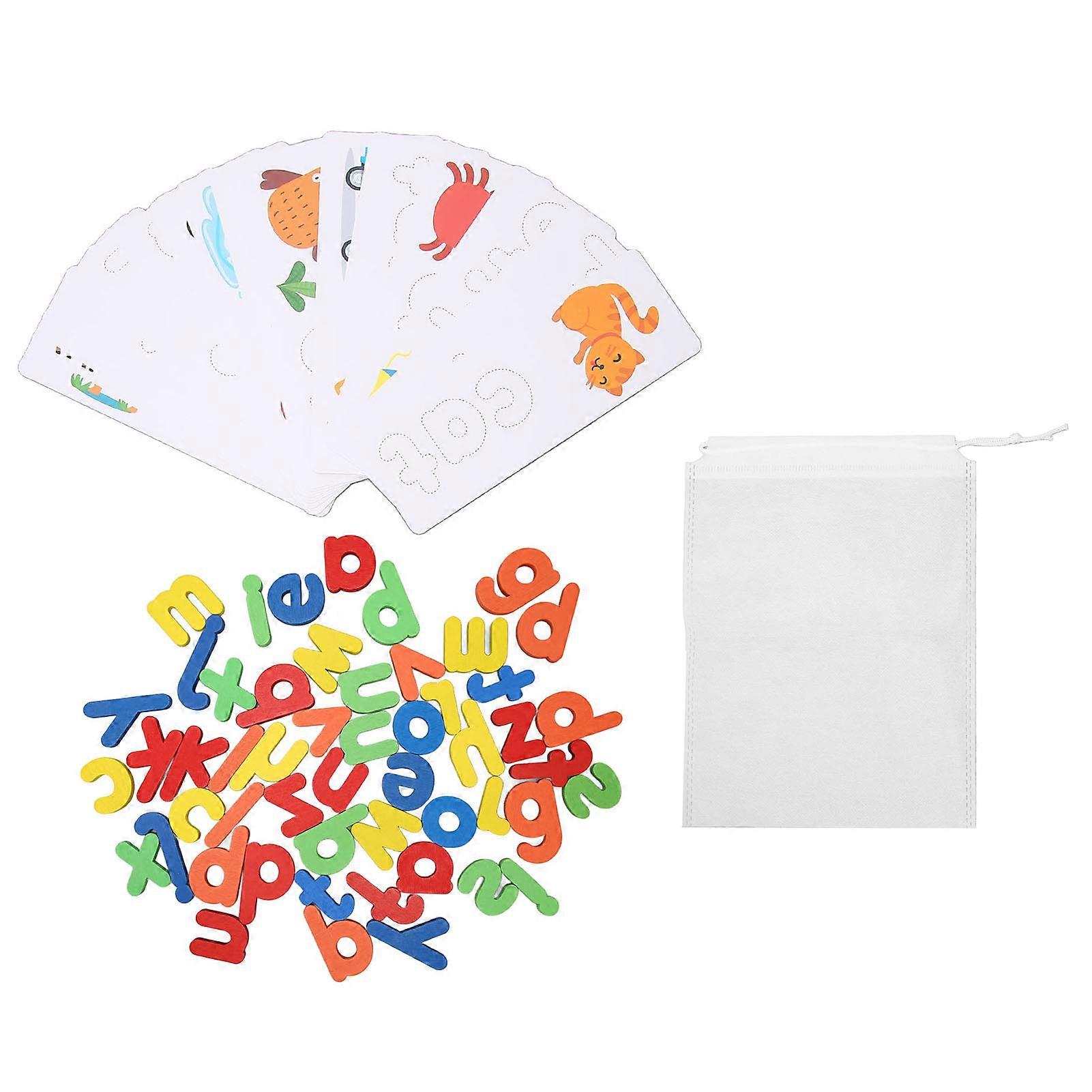 Wooden Alphabet Puzzles 26 Letters Spelling Color Perception Alphabet Matching Game for Toddlers Ages Over 3