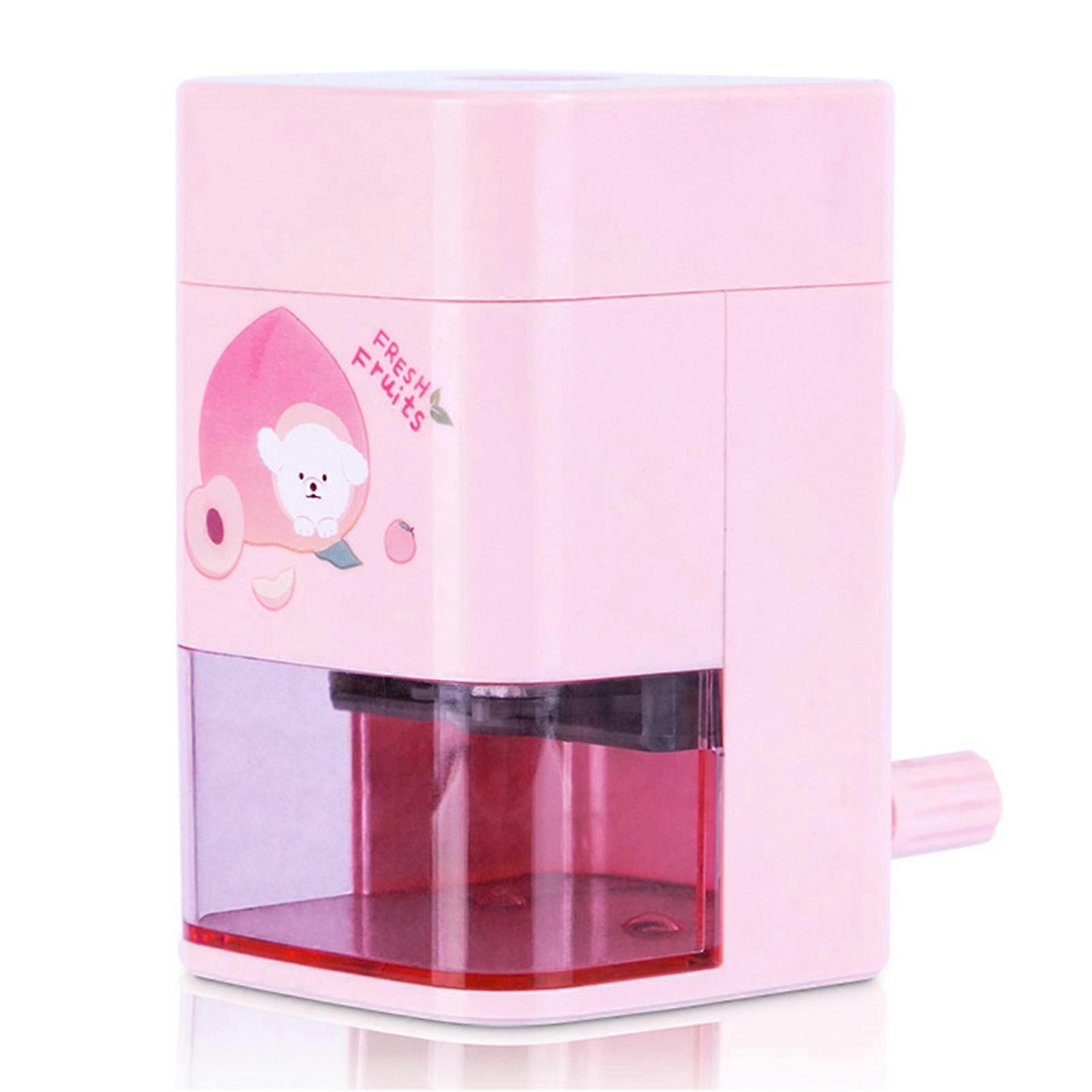 Pencil Sharpener Hand Crank Pencil Sharpener Automatic Safety Children Pencil Sharpener for Classroom Dormitory Roseate