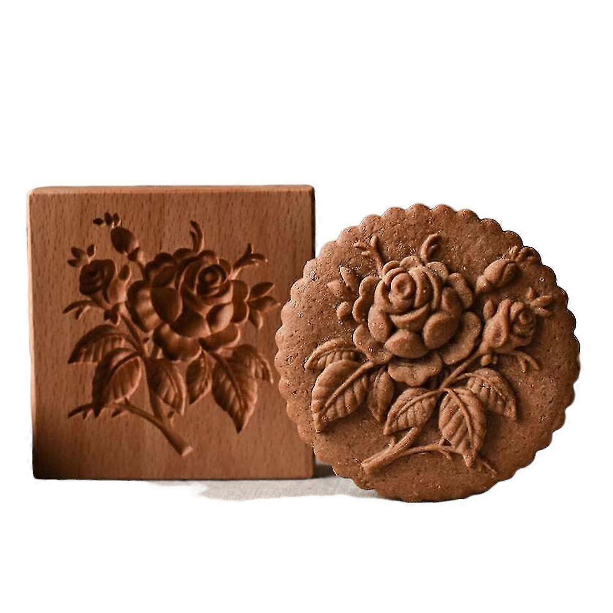 Carved Ie Mold Kit Ie Ginrbread Ie Stamp Biscuit Press Stamp Molds Pine Cs Ie (flower)