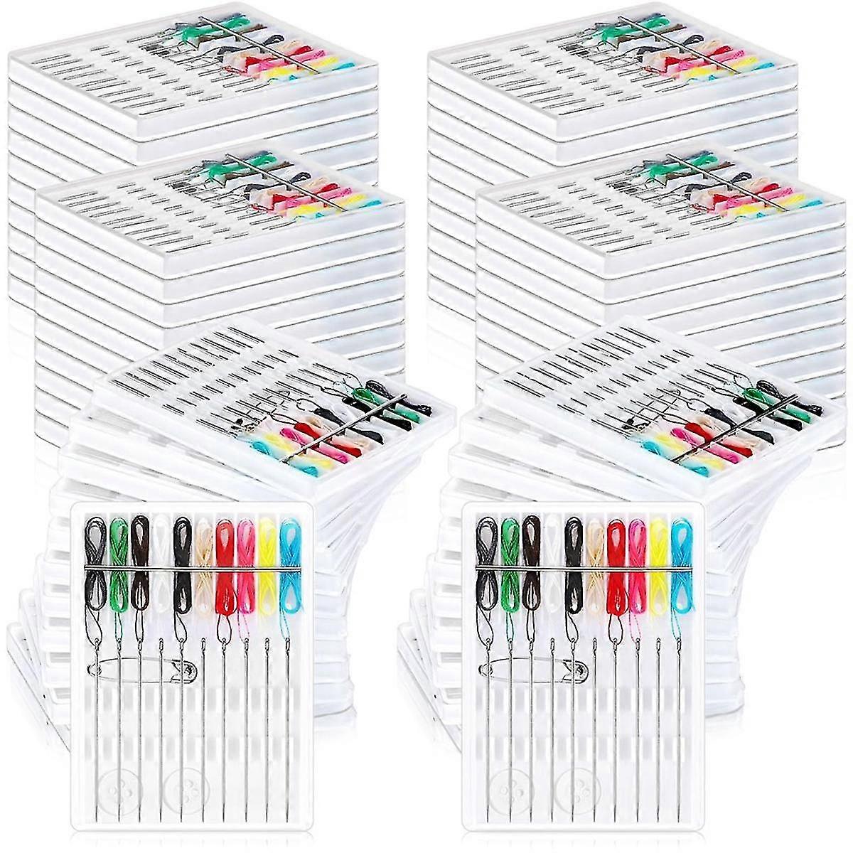 60 Boxes Quick Fix Sewing Kit Pre Threaded Needle Kit Personal Needle and Thread Kit Mending Kit Sewing Travel Kit