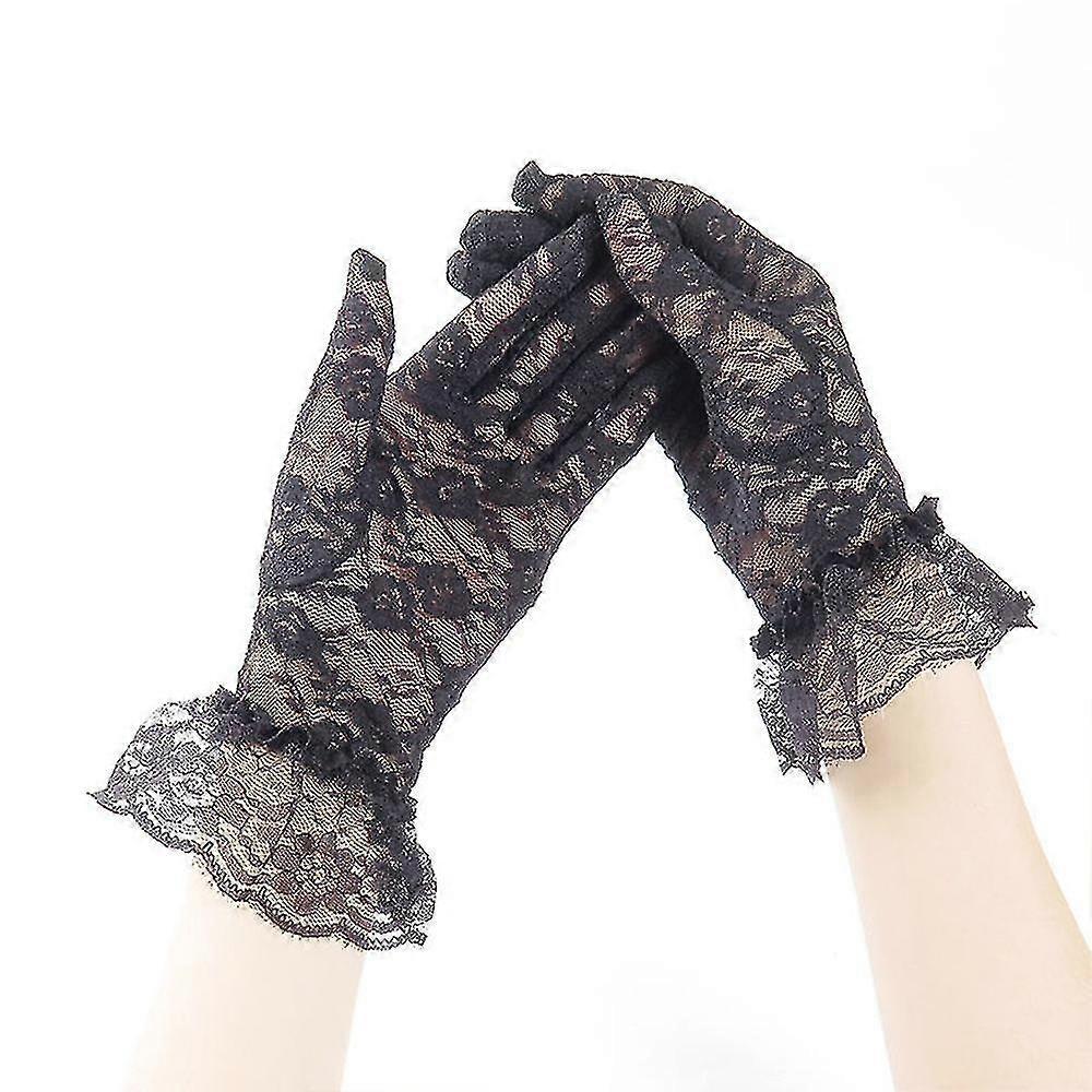 כפפת יד קצרה של ורד תחרה לנשים למסיבת ערב כלה חתונה