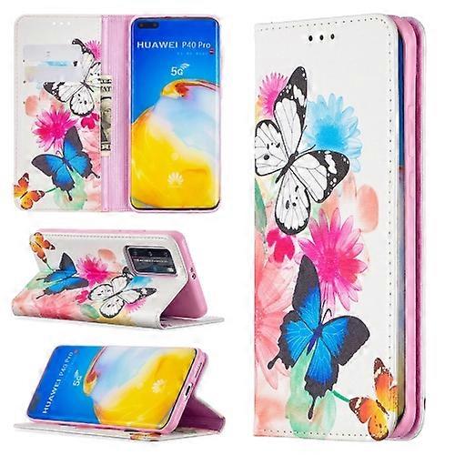 For Huawei P40 Pro Colored Drawing Pattern Invisible Magnetic Horizontal Flip PU Leather Phone Case