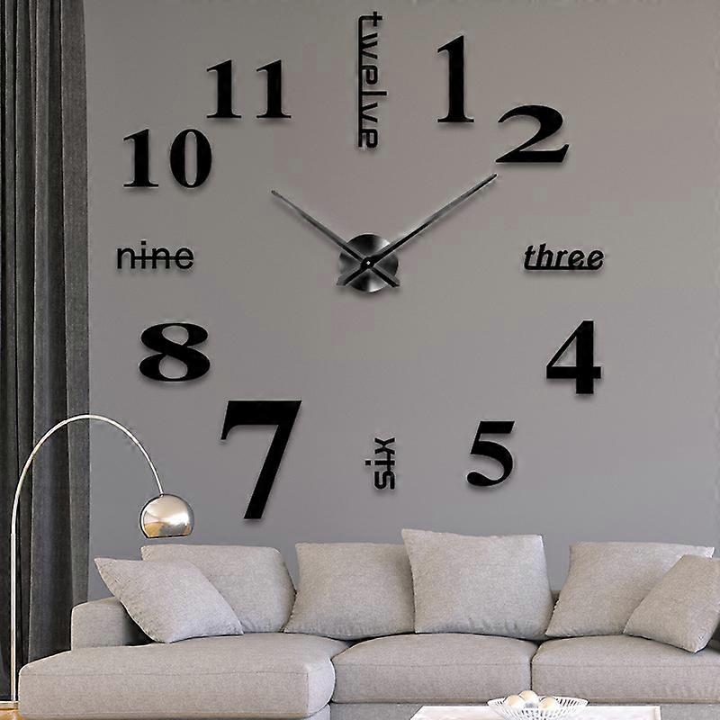Large 3D Frameless Wall Clock Modern Silent DIY Wall Clock Easy to Assemble Wall Clock Decor