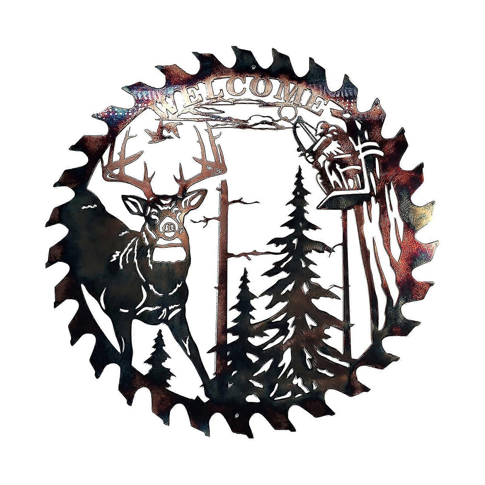 ホワイトテールウェルカムソーブレードカットアウトホーム装飾メタルウォールアート