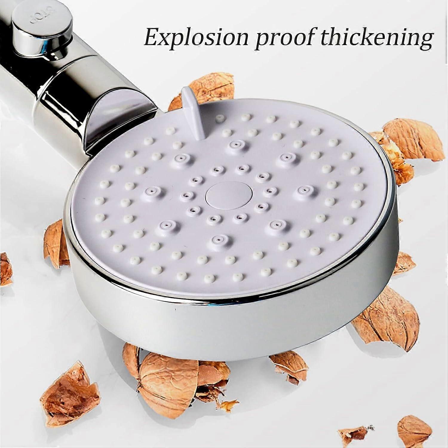 Mode Shower Head, Handheld Shower Set, Water Saving Shower Head with Stop Button High Pressure Multiple Jets (Silver)