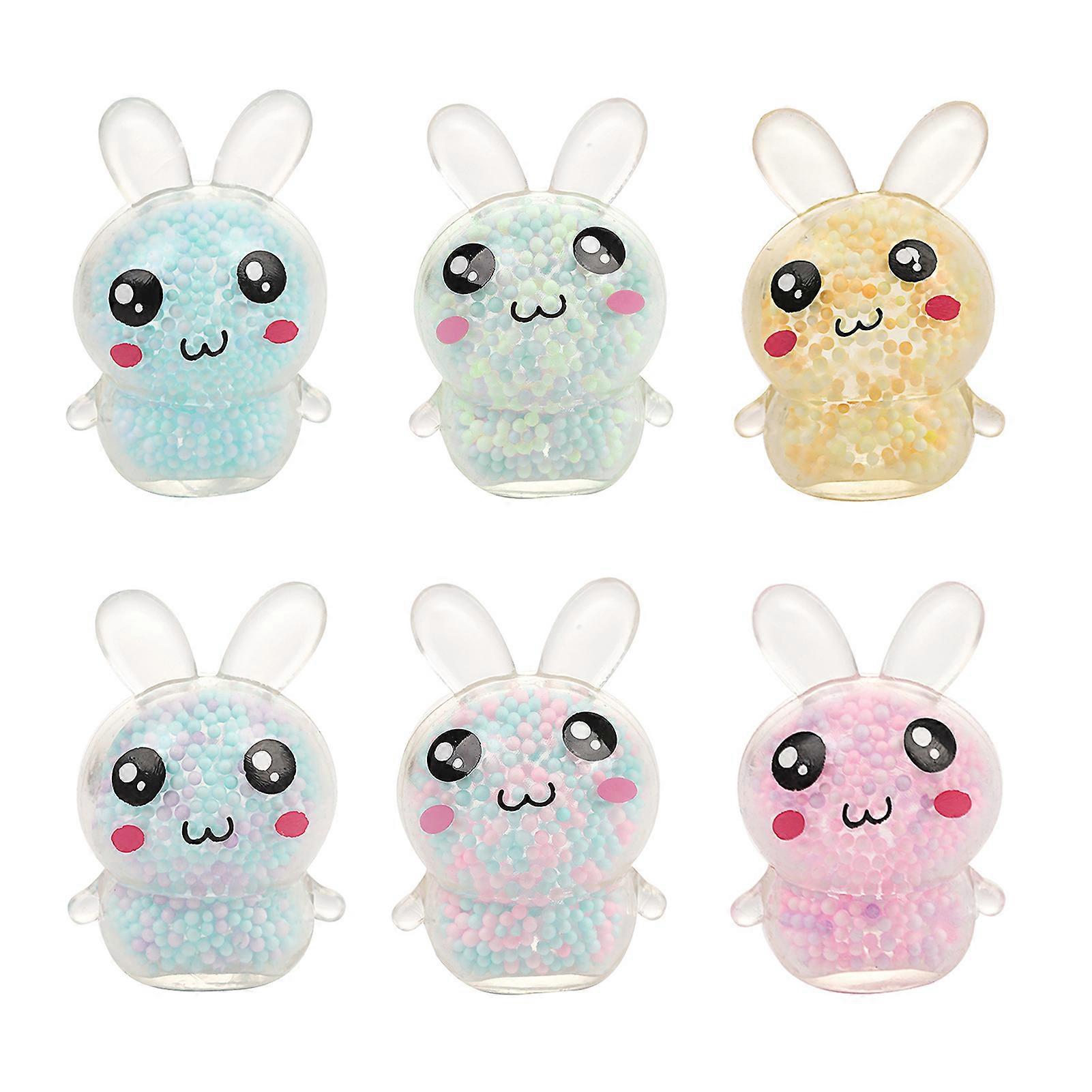 6Pcs Decompression Toy Easter Bunny Stress Relief Balls Fun Squeeze Bunny Fidget Toy for Kids Adults