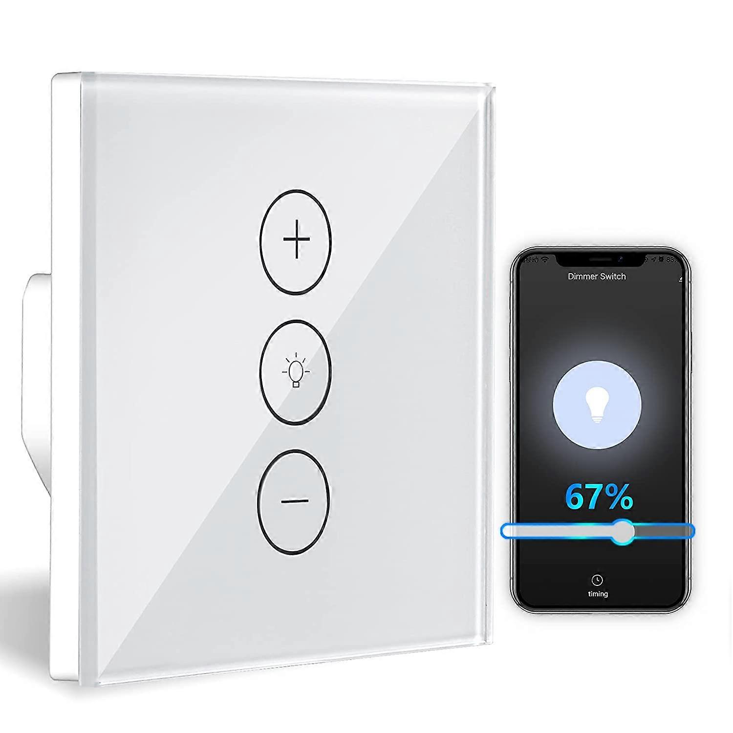 Dimmer Switch, Percentage Function WiFi Light Dimmer with Timing Function, WLAN Voice APP Control Recessed Lighting Dimmer