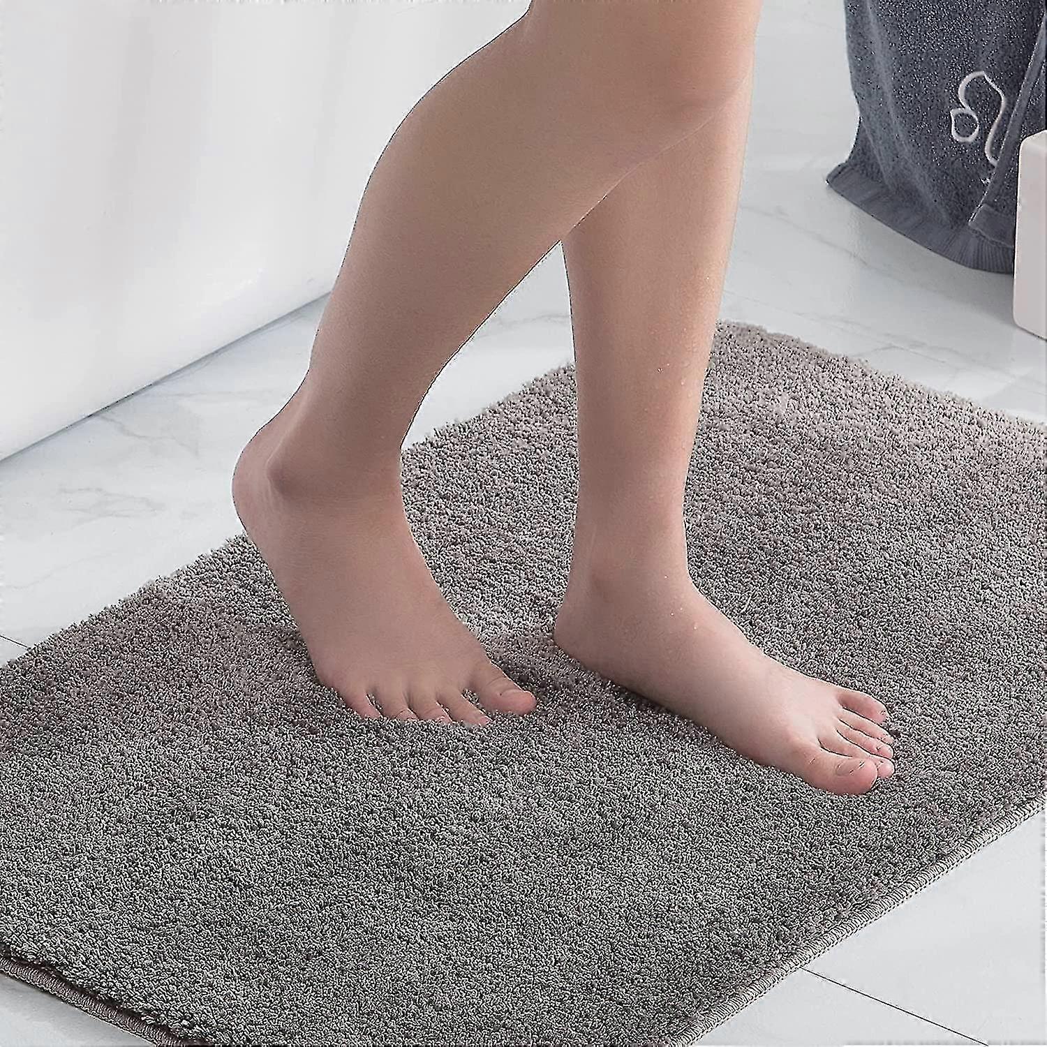 Non-slip Absorbent Bath Mat Machine Washable Bathroom Rug Soft Microfiber Shower Mat (grey, 60x90cm)