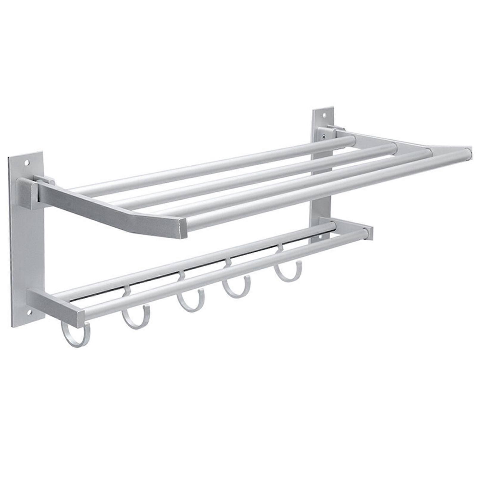 Towel Rack Easily Install Save Space Solid Color Folding Hook Storage Shower Rack for Home KAESI