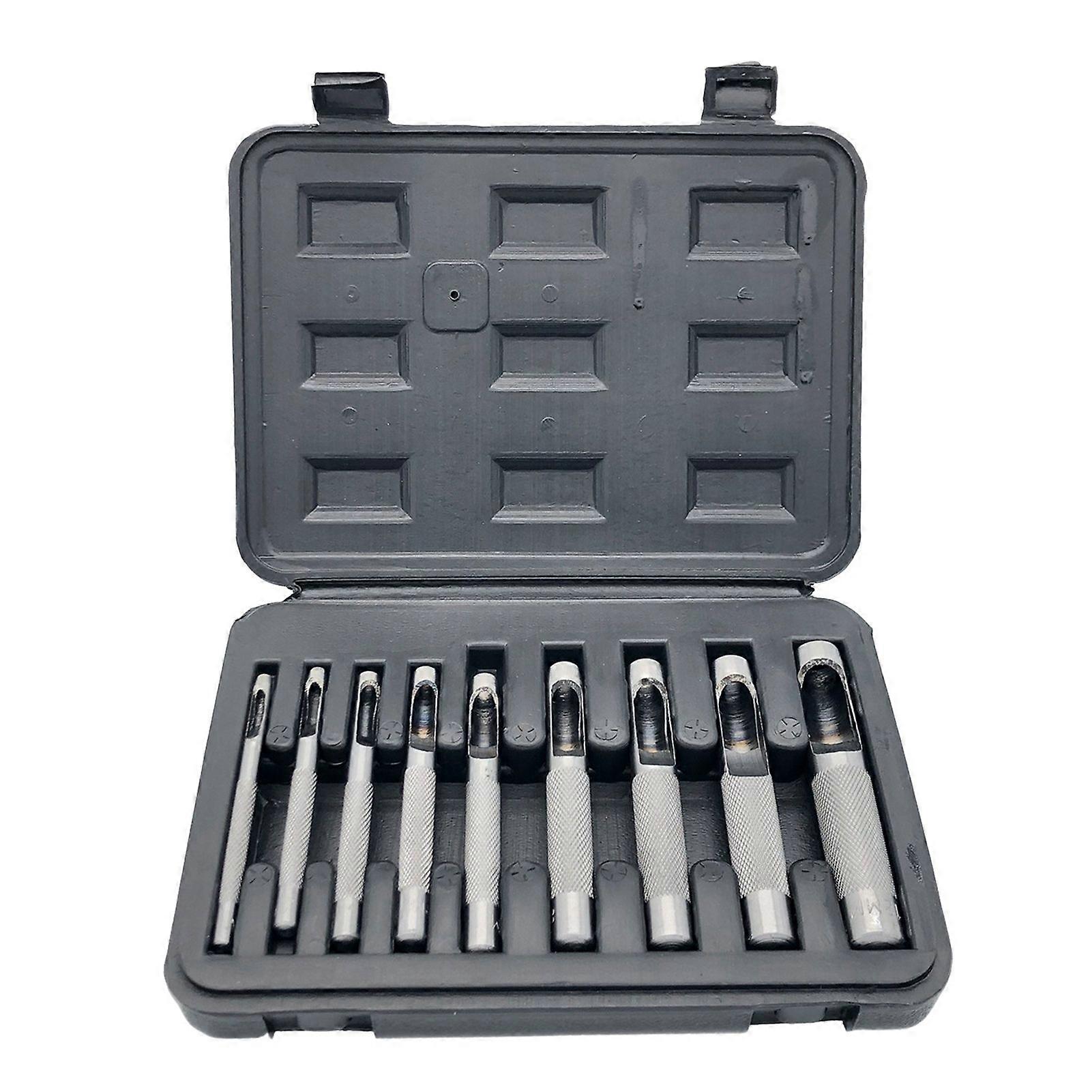 9 قطع الجلود جوفاء لكمة مجموعة الجلود هول لكمة أداة 3-12mm DIY أداة جلدية مع صندوق الأدوات لحقيبة حزام جلدية