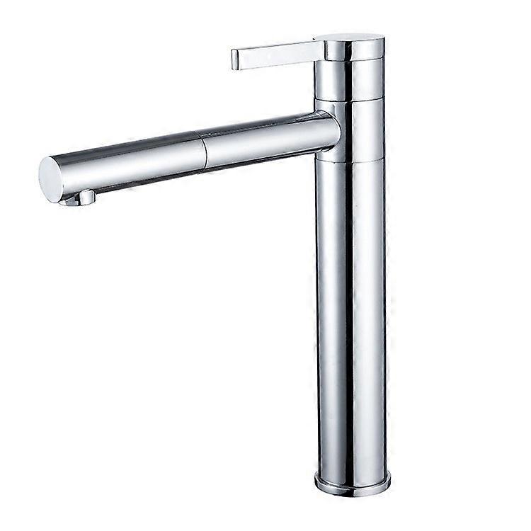 Mosdó csaptelep, minden réz, meleg és hideg medence csaptelep, 360 fokban forgó húzócsaptelep-ezüst