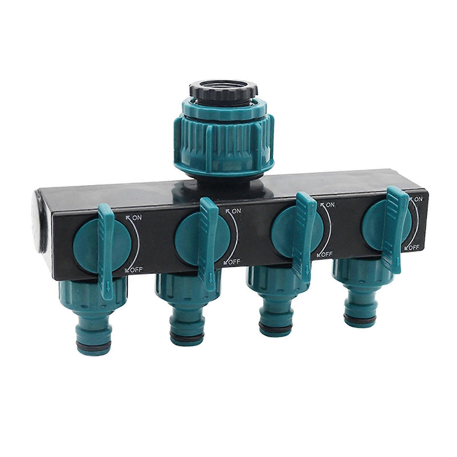 4 Way Water Splitter 1" 3/4" Garden Hose End Connectors with Control Valve