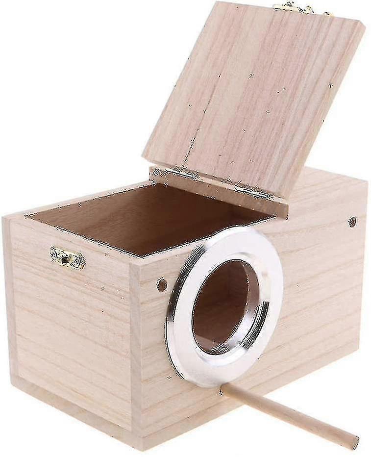 Wooden Birds House, Wooden Bird Box With Clear View Window, Bird Nesting Feeding1pcs,wood Colour)