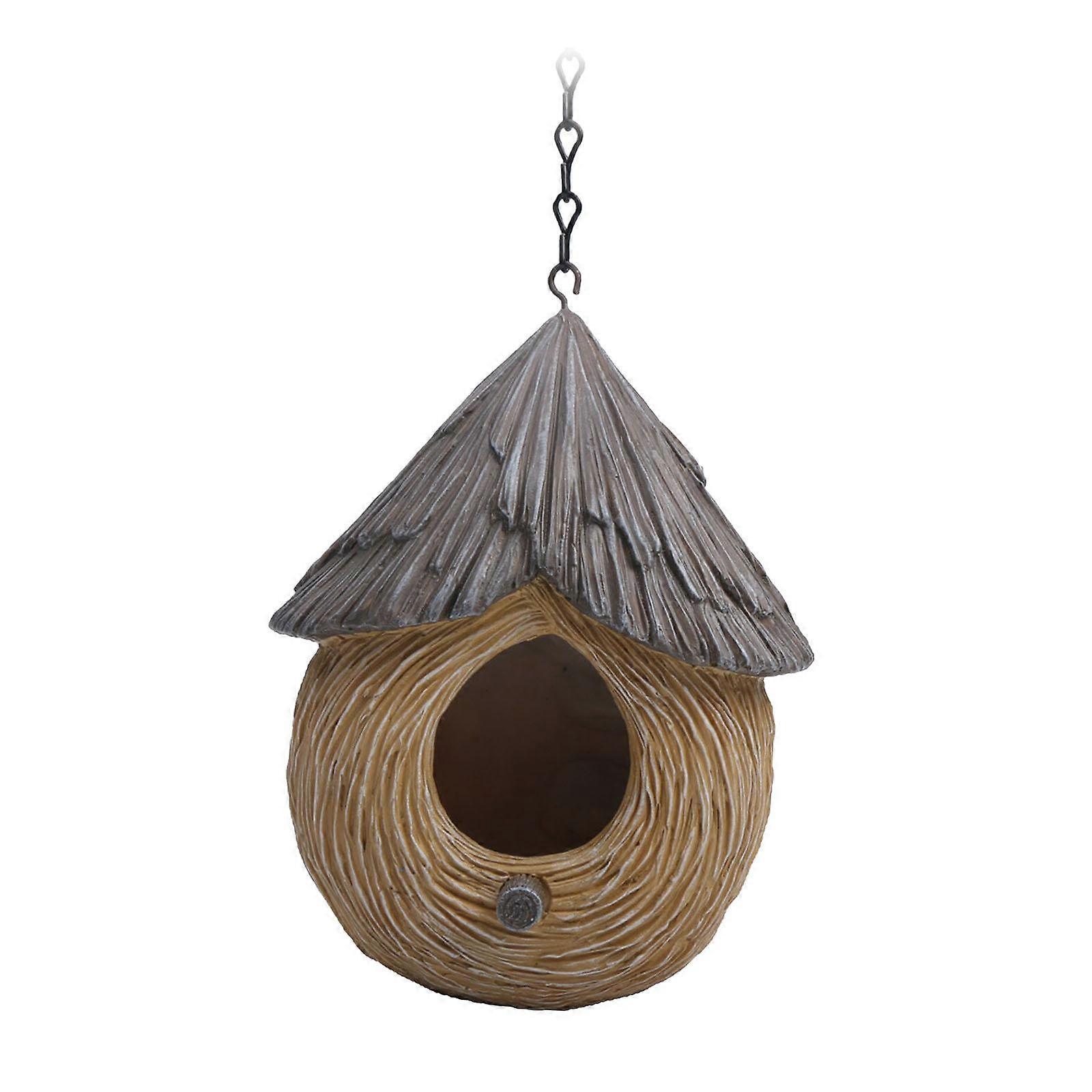 Κήπος κρεμαστό γλυπτό ρητίνη άγαλμα ειδώλιο υπαίθριο διακοσμητικό σπίτι πουλιών γύρο 13x19cm