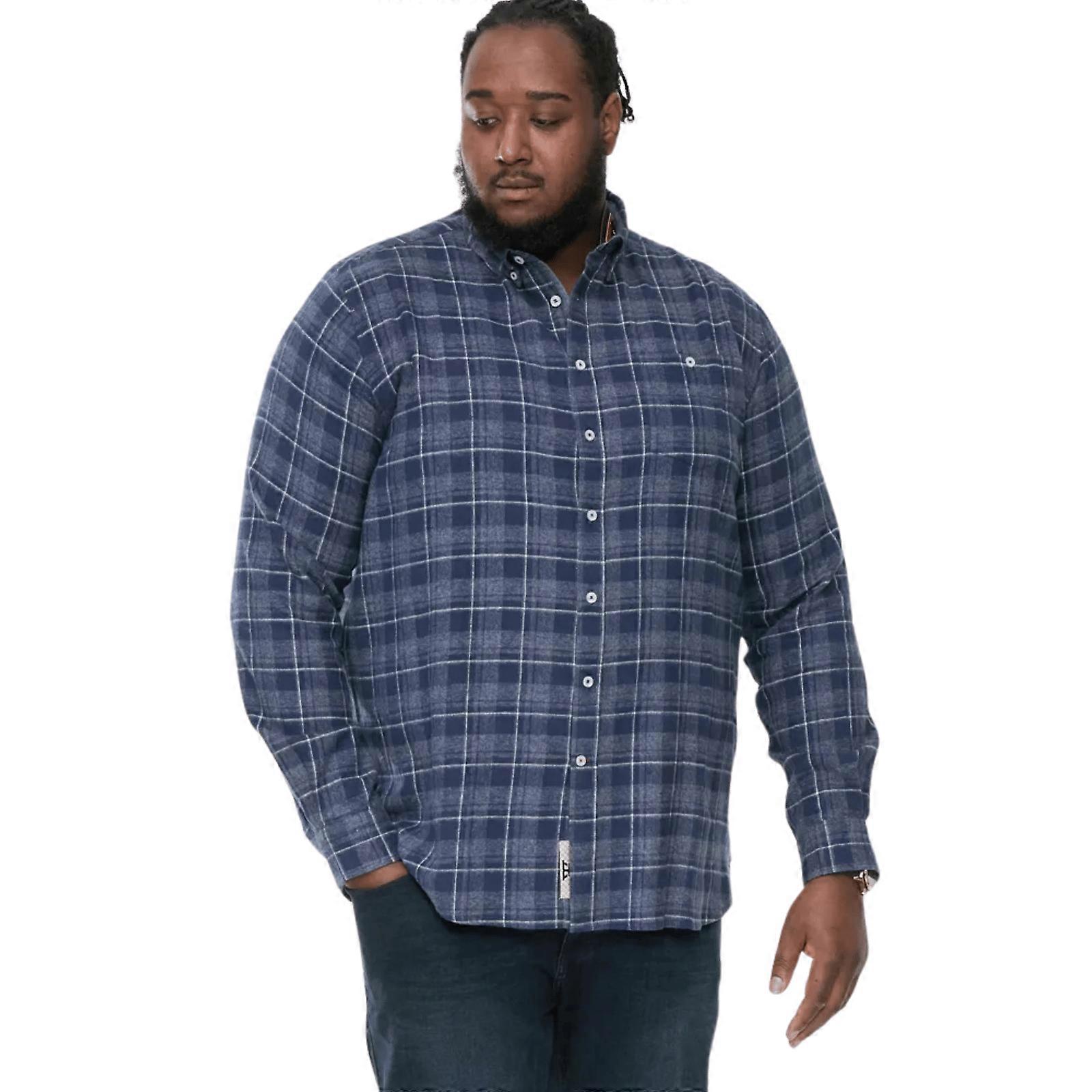 D555 Herren Sonny Big Tall Plus Size Langarm-Karo-Hemd-Top