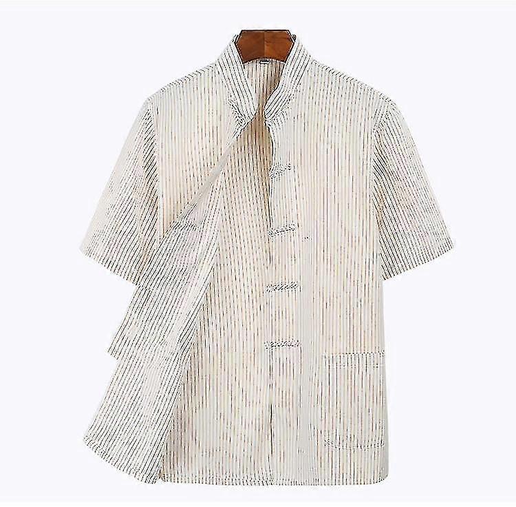 القطن تانغ بدلة أعلى الرجال الصيف الكونغ فو تاي تشي قميص موحد بلوزة قصيرة الأكمام الملابس الصينية التقليدية