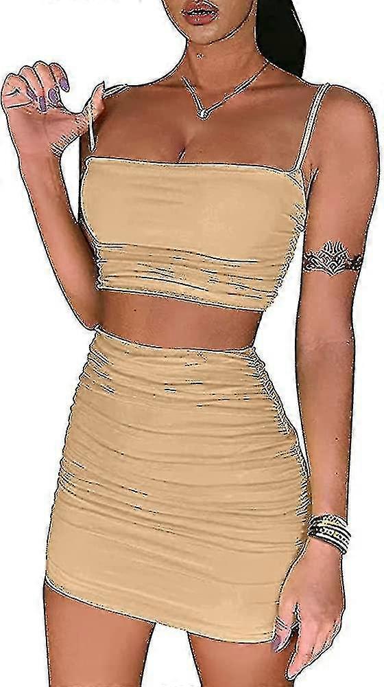 Womens 2 Piece Outfits Set Ruched Cami Crop Top Bodycon Skirt Mini Club Dress | Fruugo UK Womens 2 Piece Outfits Set Ruched Cami Crop Top Bodycon Skirt Mini Club Dress | Fruugo UK