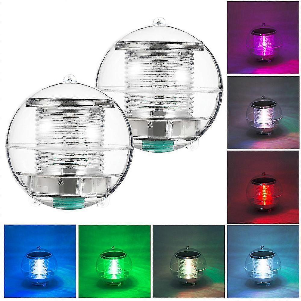 2pcs Solar Waterproof Pool Lights With Color Changing-ball Shape