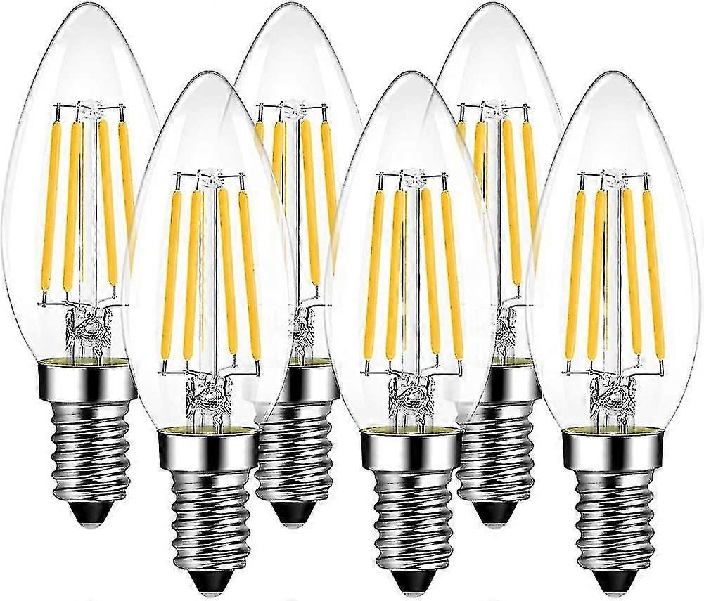 6x E14 C35 4w Led Filament Bulb, Equivalent To 40w Halogen Lamp, 470 Lumens