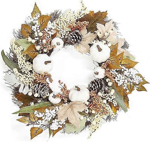 Φθινοπωρινά στεφάνια για μπροστινή πόρτα, 45cm/17.7in Εξωτερικές φθινοπωρινές διακοσμήσεις για οικιακή βεράντα, Φθινόπωρο Μεγάλο στεφάνι κολοκύθας για διακόσμηση των Ευχαριστιών του Halloween στο