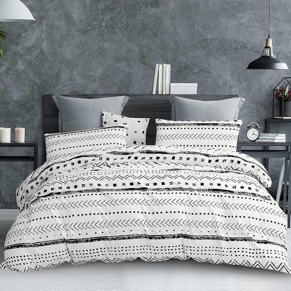 Conjunto de capa de edredom branco King Size com fecho de zíper Qualidade de hotel, Soft Boho Aztec Bedding Duvet Covers Bohemian, Oeko-TEX Certificated (Sem edredom)