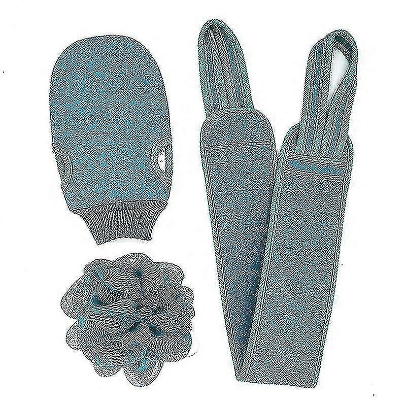 3-pack Bath Flower Back Pull-bar Bath Towel Set Mud Rub Gloves(kui)