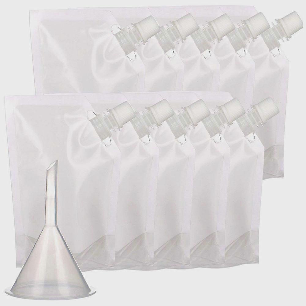 10 Pieces Drinks Flasks Liquor Pouch Reusable Drinking Flasks Concealable Plastic Flasks with Plastic Funnel (1000 ml)