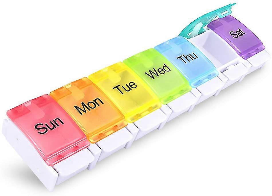 Arthritis Friendly Weekly Pill Organizer - BPA Free 7 Day Pill Box Case with Spring Open Design