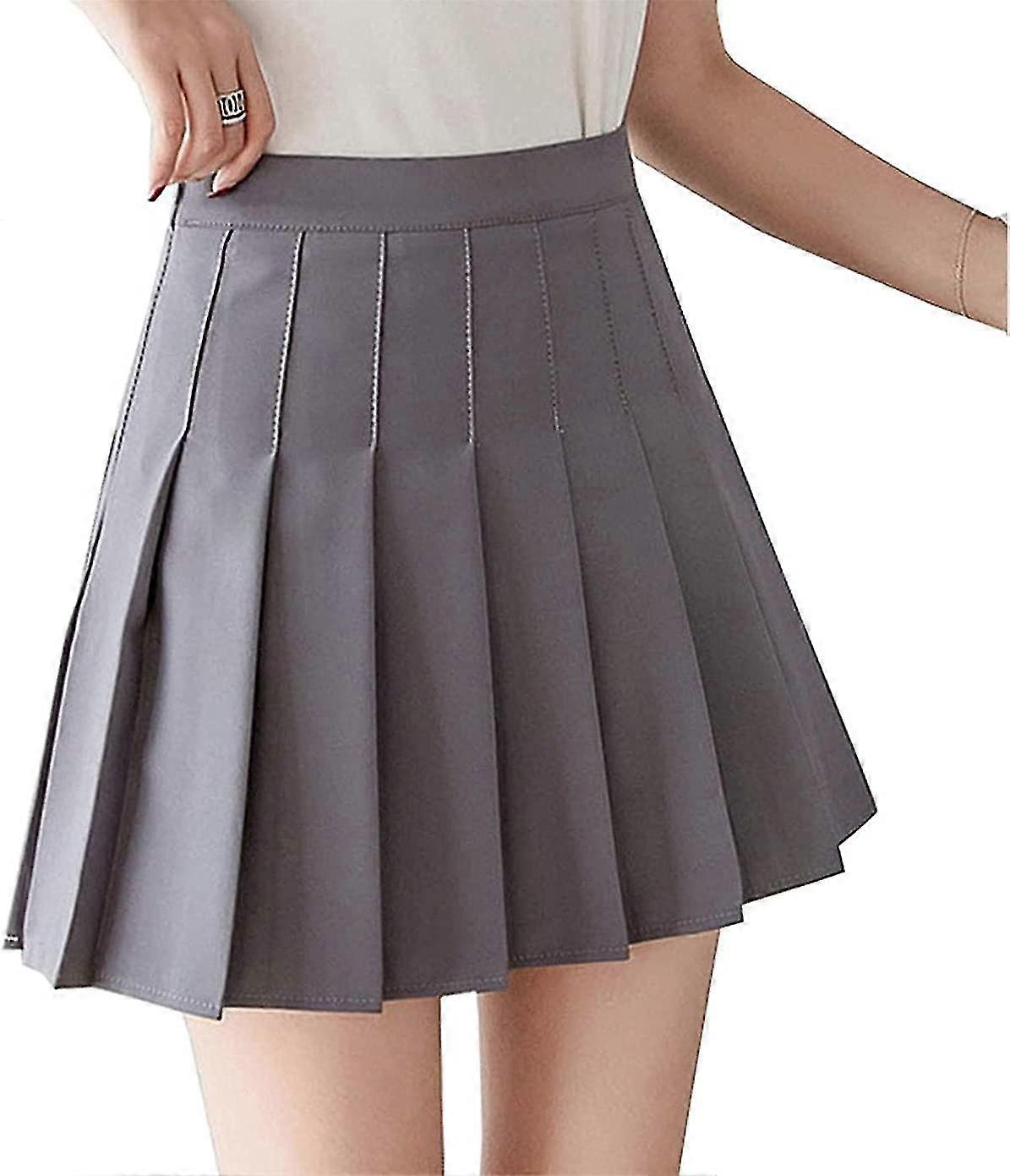 Femei Talie Înaltă Simplă Plisată Fustă Skater Tenis Uniforme Școlară A-Line Mini Fustă Căptușeală Pantaloni Scurți