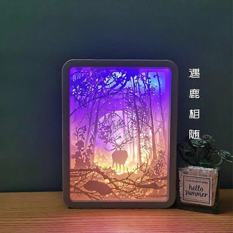 الإبداعية ضوء الظل ورقة نحت مصباح 3D الصورة إطار ورقة قصاصات مصباح زوجين متراكبة صورة ضوء الليل عيد الحب