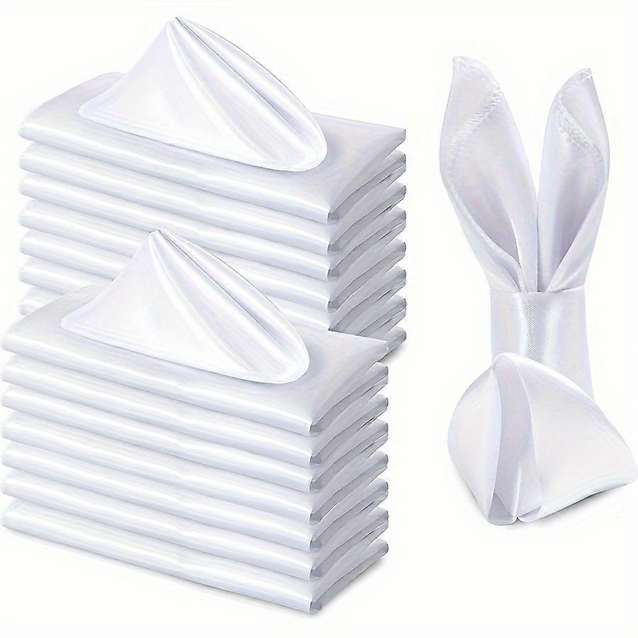 6/12/24pcs, Square Napkins, Wedding Satin Soft Smooth Fabric Napkins, Solid Color Dinner Napkins, Room Decor, Dining Table Decor