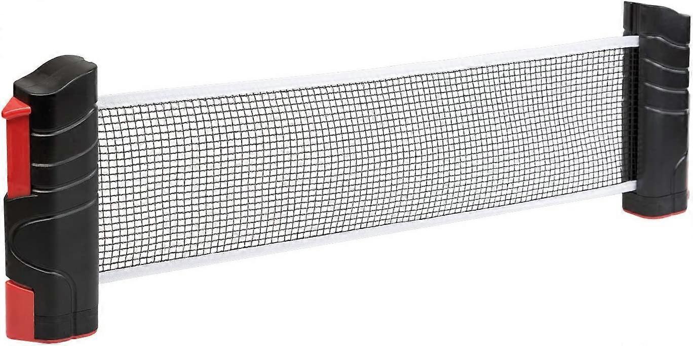 Extendable table tennis net for easy mounting on table tops, ideal for travel, vacation or in the garden