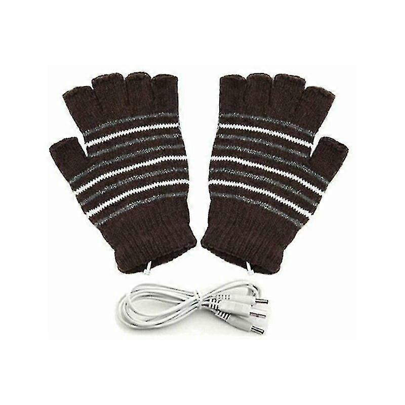 Winter Electric Gloves Insulation Usb Heated Gloves - Coffee