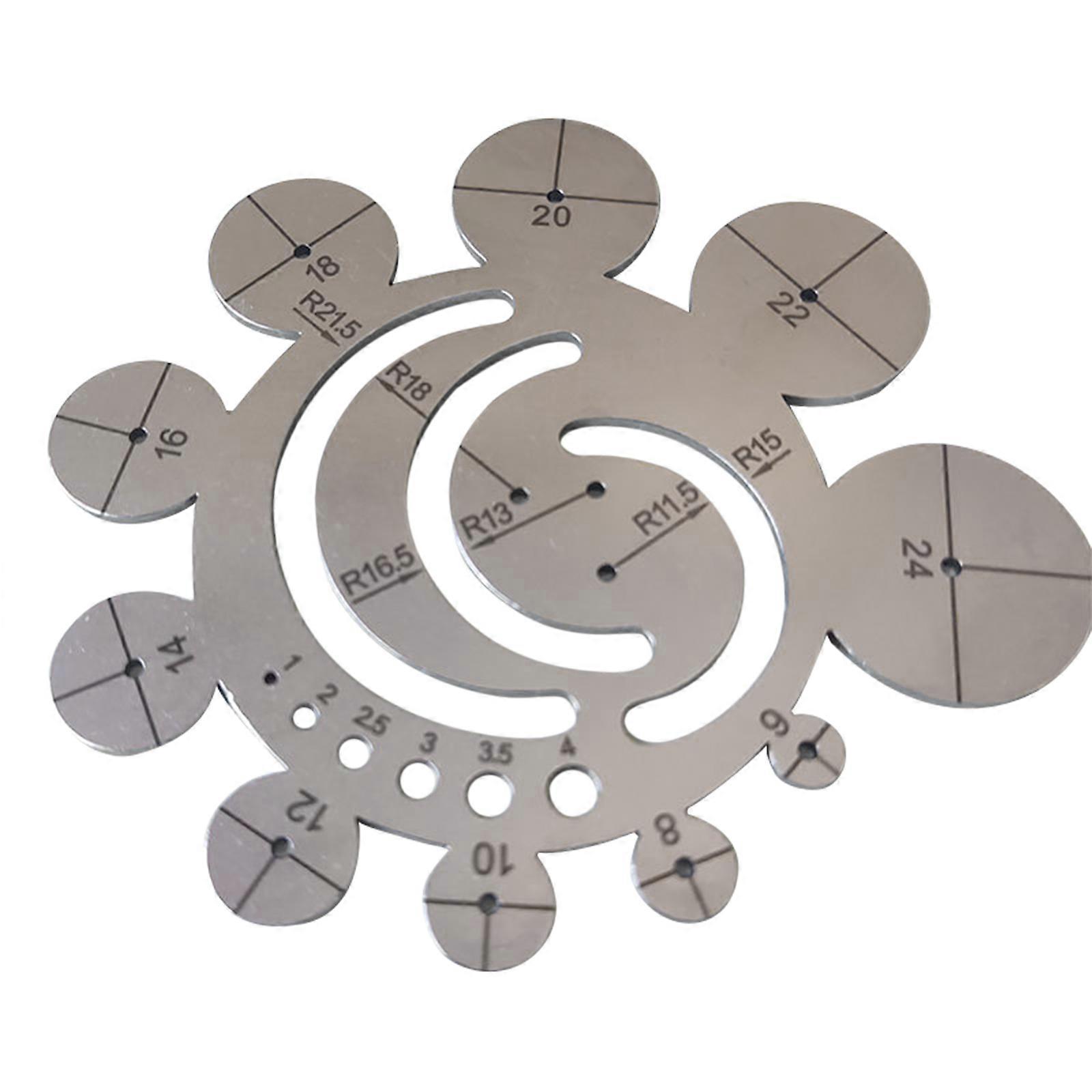 Diy Round Metal Practical Template Portable Silver Leather Corner Cutting Ruler C Measuring Tools