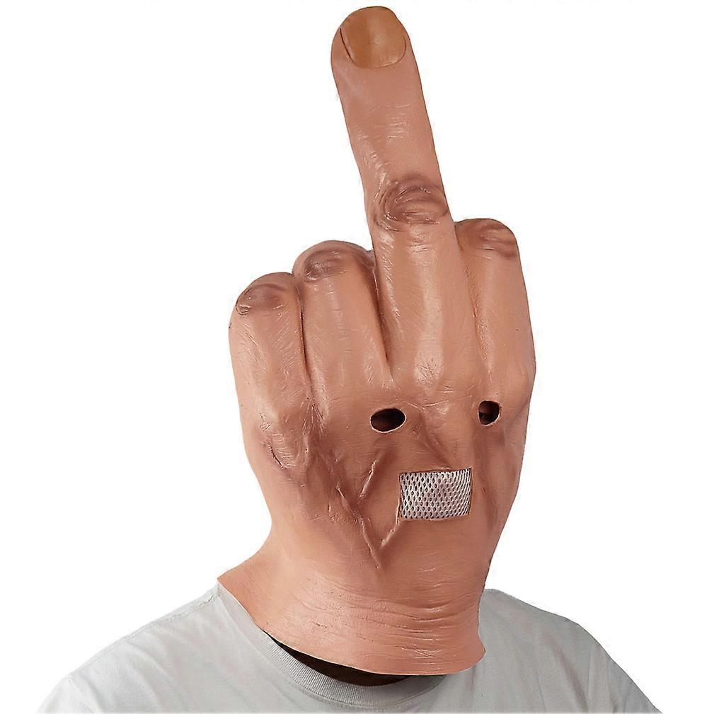 Middle Finger Mask Latex Full Face Cover Halloween Cosplay Spoof Prop