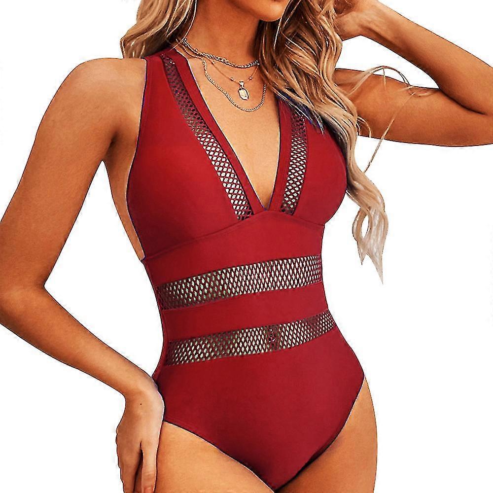 Women Swimsuit Deep V Neck Back Bathing Suit