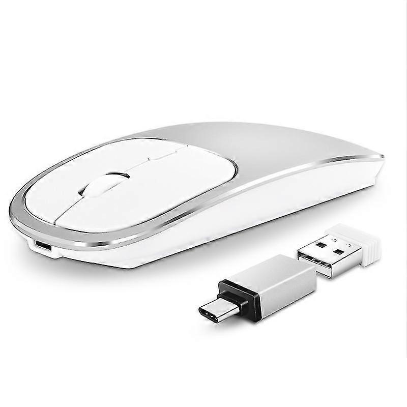 Universal Aluminum Rechargeable Optical Mice Type C + Usb 2.4ghz 1600dpi Wireless Mouse For Laptop Pc Notebook Computer