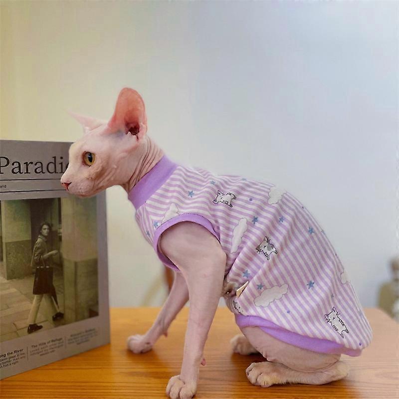Sphyinx Cat Cotton Vest Animal Print Shirt Summer Spring Coat for Kittens Dogs Devon Rex Soft Sleeveless Jumpsuit Cat Supplies