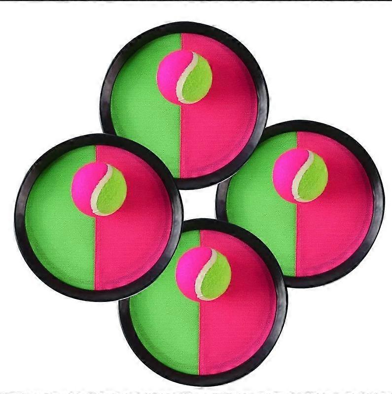Catch Ball and Toss Game18.5cm,Disc Throwing Game Paddle Balls Throwing and Catching, 4 Paddles and 2 Balls, Sports Games, Beach Racket, Party, Gifts