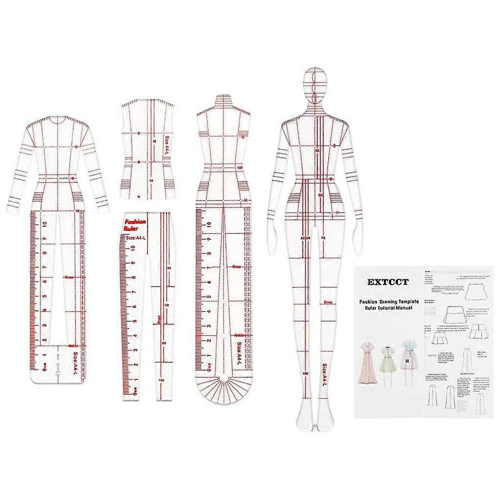 4 Models Human Pattern Template Ruler Fashion Drawing Designing Template Ruler