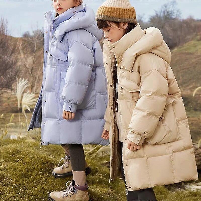 Manteau D'Hiver Enfant Long Et Chaud - Doudoune Imperméable Coupe-Vent Avec Capuche - Pour Fille Et Garçon