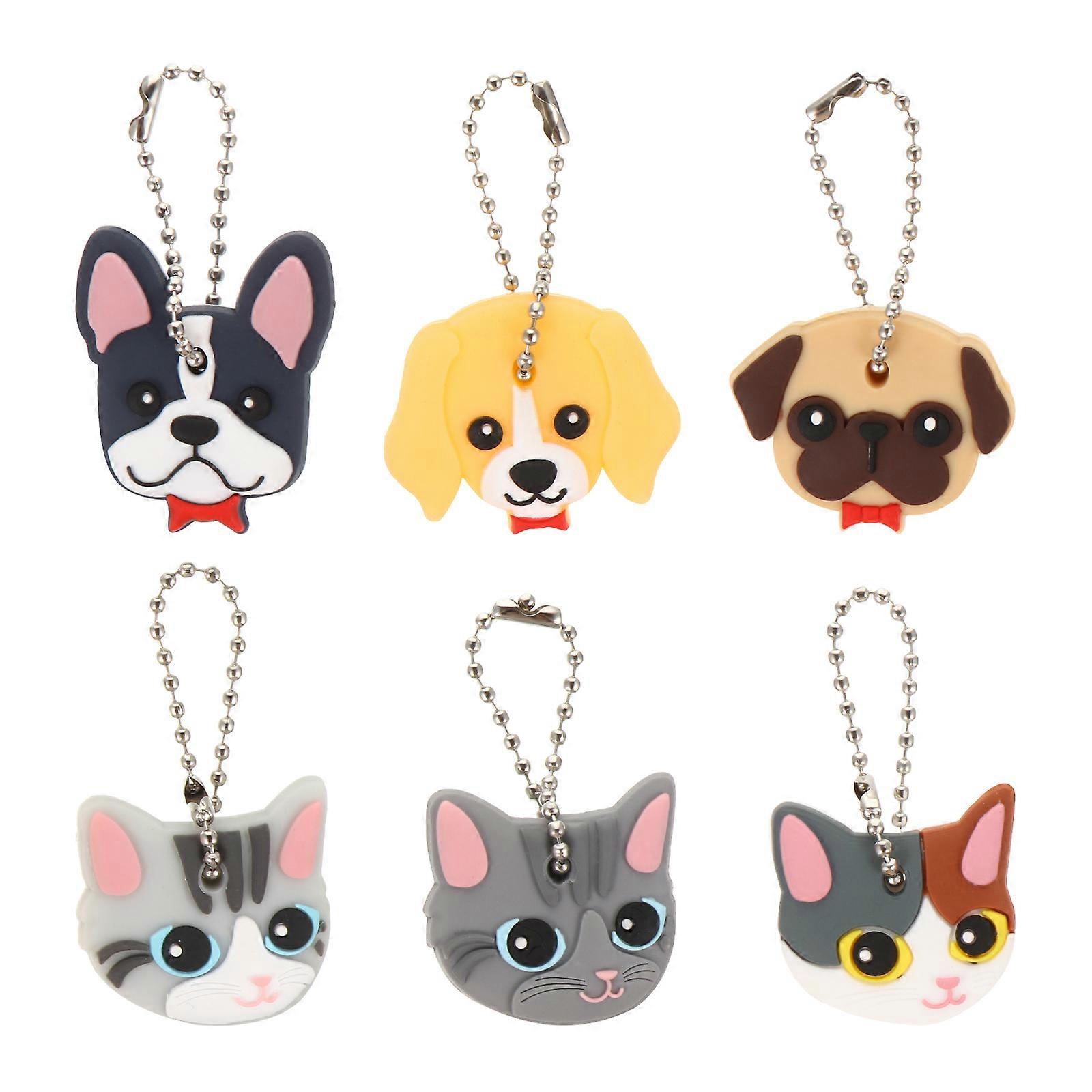 6pcs Cartoon Key Covers Key Protective Covers Lovely Key Identifier Covers
