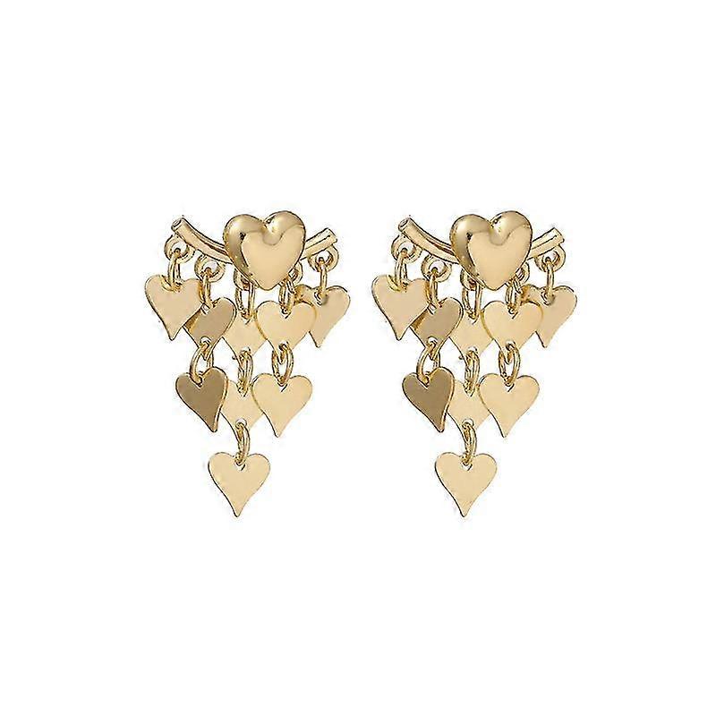 Patchwork Heart Earrings Women's S925 Silver Pin Stud Earrings