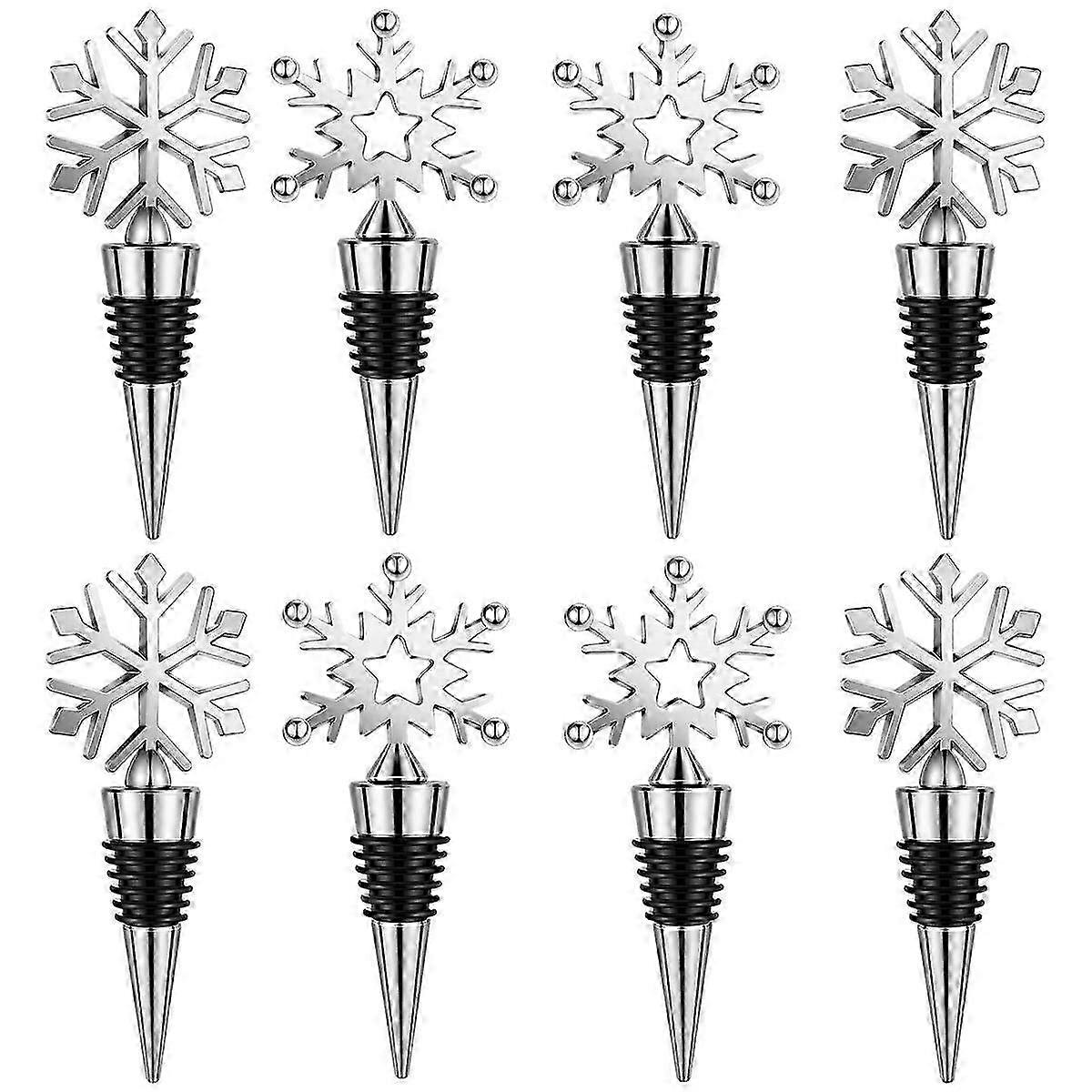 8 Pcs Snowflake Wine Stopper Reusable Wine Bottle Stopper Decorative Wine Stoppers Wine and BeveragP20211224192