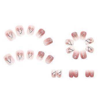 24pcs cerise perle ongle faux ongles cerisier perle ongle manucure ensemble