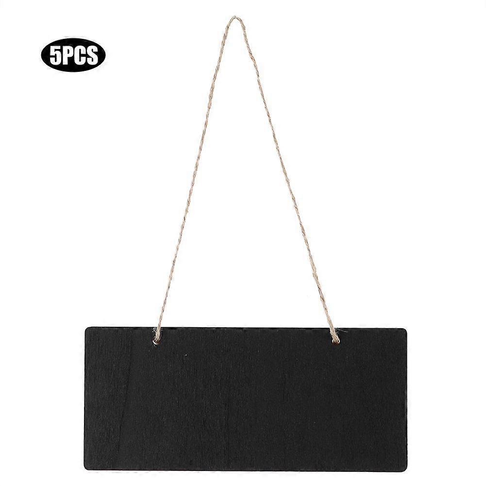 5PCS Wooden Mini Blackboard Chalkboard Sign Message Note Board With Hanging String