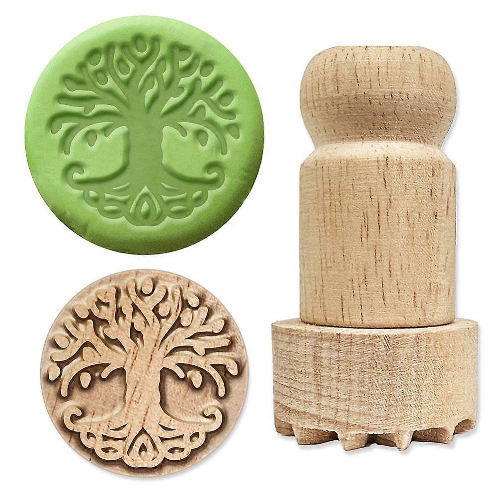 Wood Stamps with Handle for Post Decoration DIY Card Making Tree of Life 45x25.4mm
