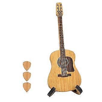 Wooden Acoustic Guitar Pick Box With Stand Portable...