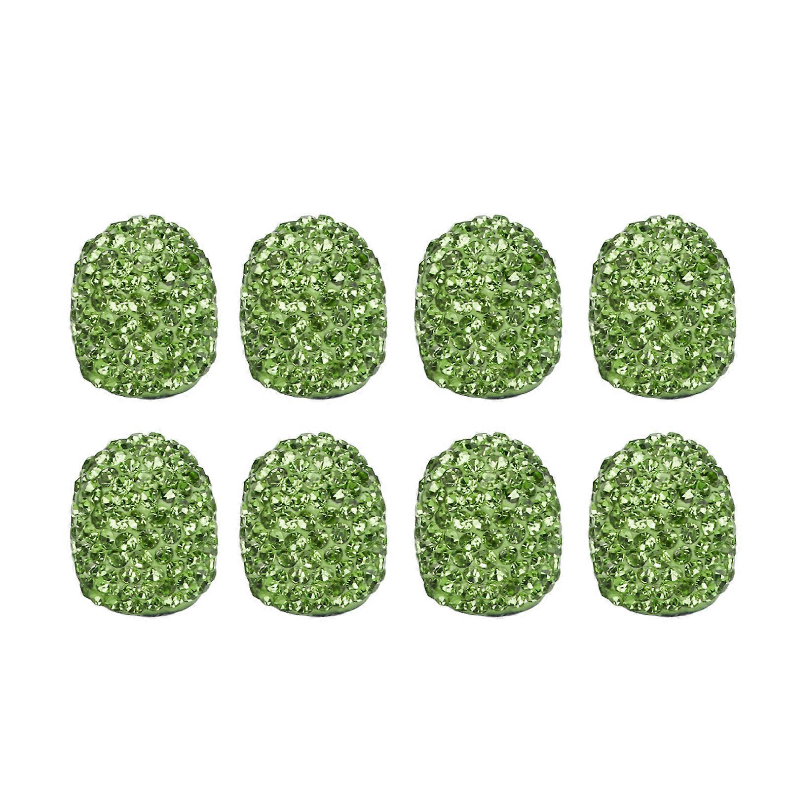 8pcs Car Tire Valve Stem Cap Handmade Sparkling Rhinestone At Universal for Modification Green